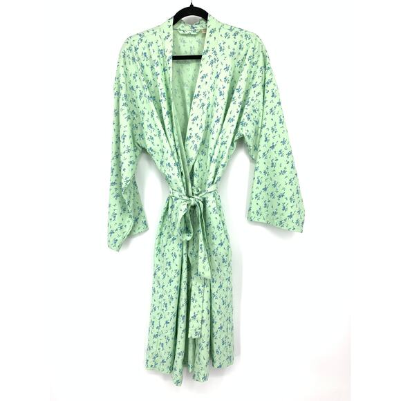 Travel Smith Robe Womens Size Medium Regular Green Blue Floral Print - Picture 1 of 6